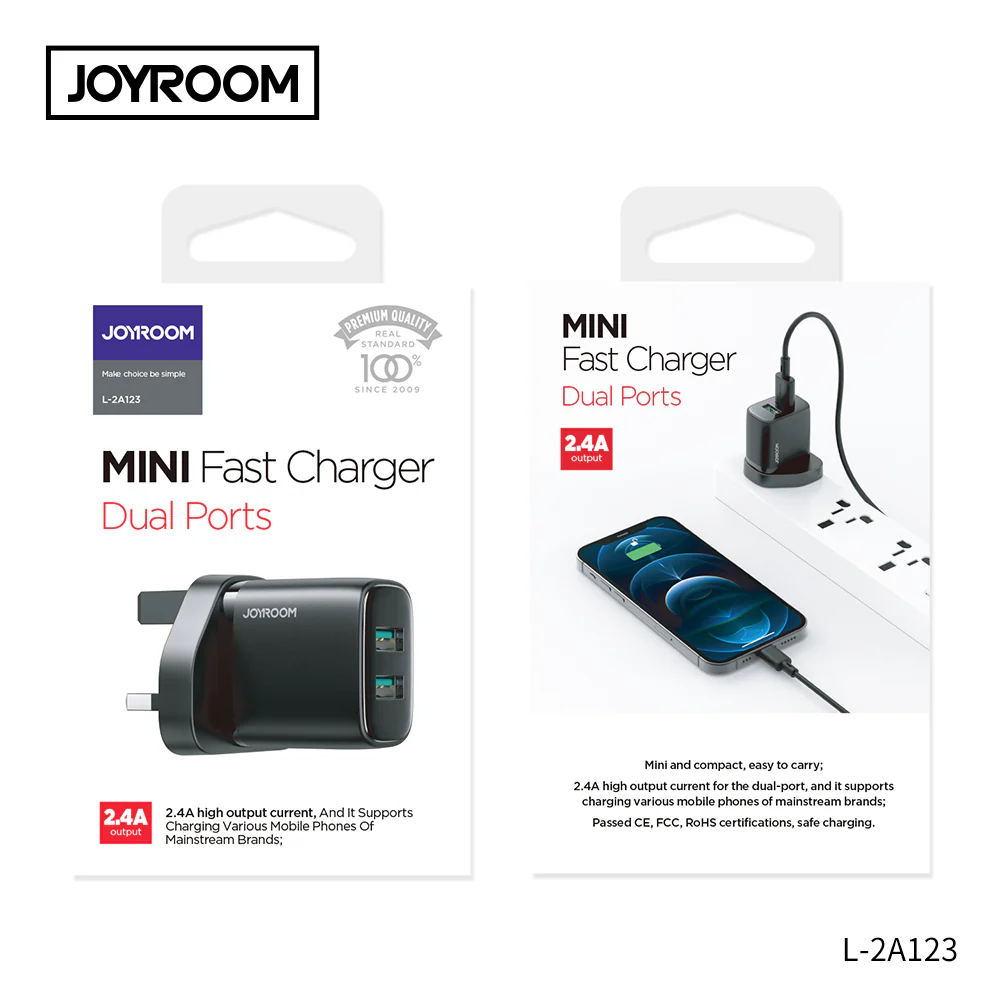 L-2A123 2.4A Dual ports mini fast charger EU/UK/US - Image 4