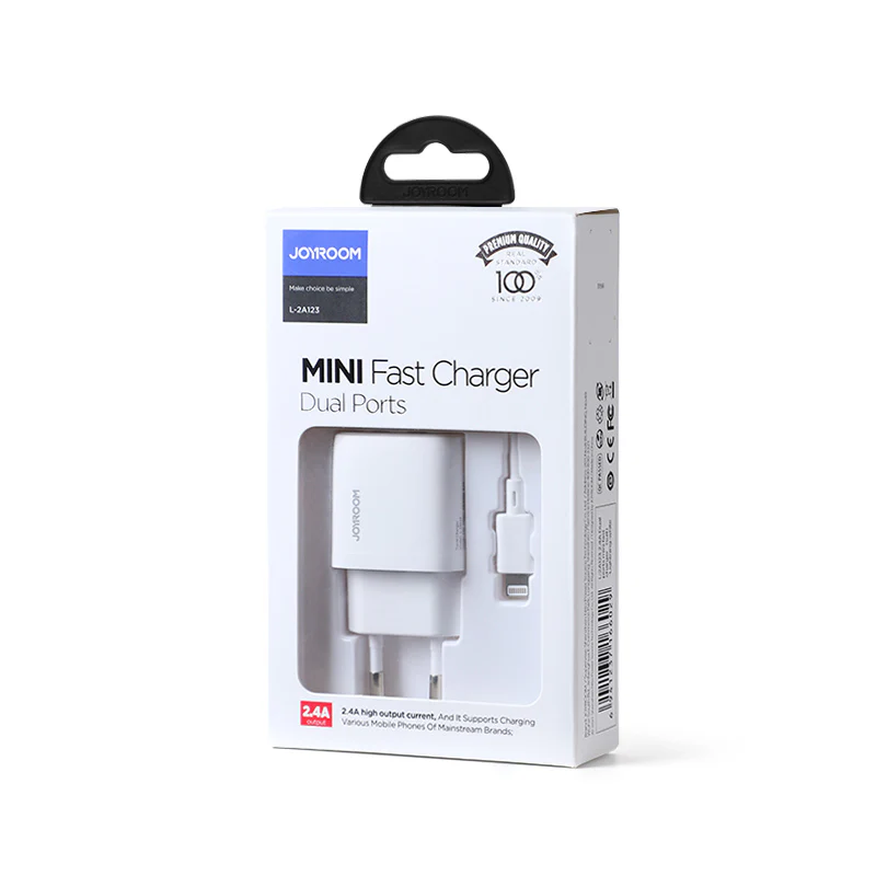 L-2A123 2.4A Dual ports mini fast charger EU with cable - Image 6
