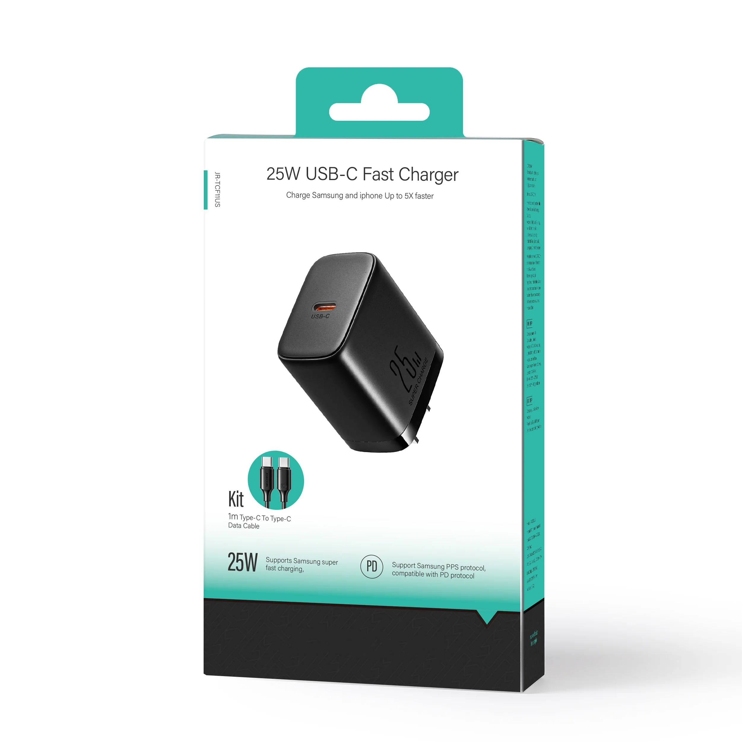 TCF11 PD 25W Mini intelligent fast charger with C TO C cable  EU/UK/US - Image 7