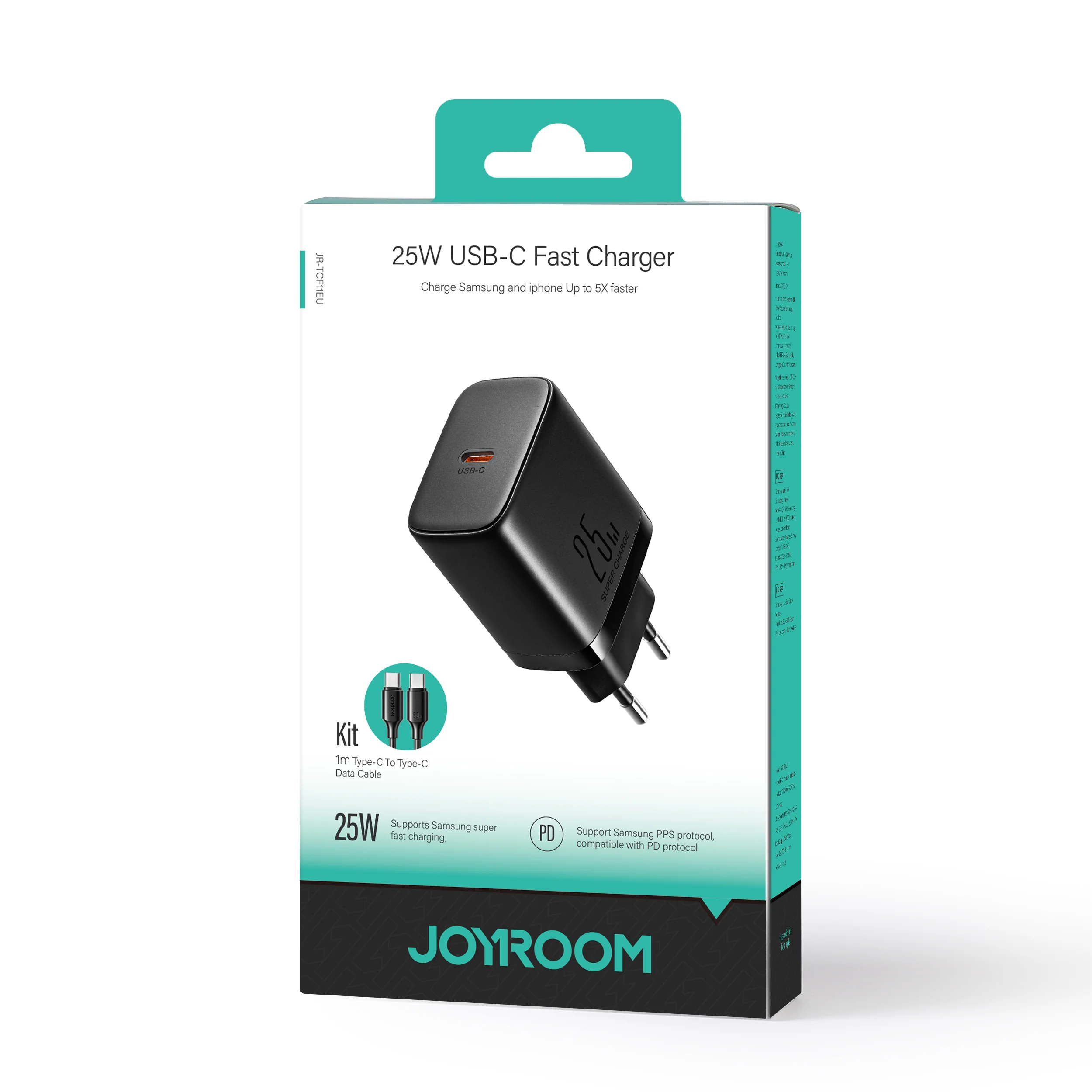 TCF11 PD 25W Mini intelligent fast charger with C TO C cable  EU/UK/US - Image 8