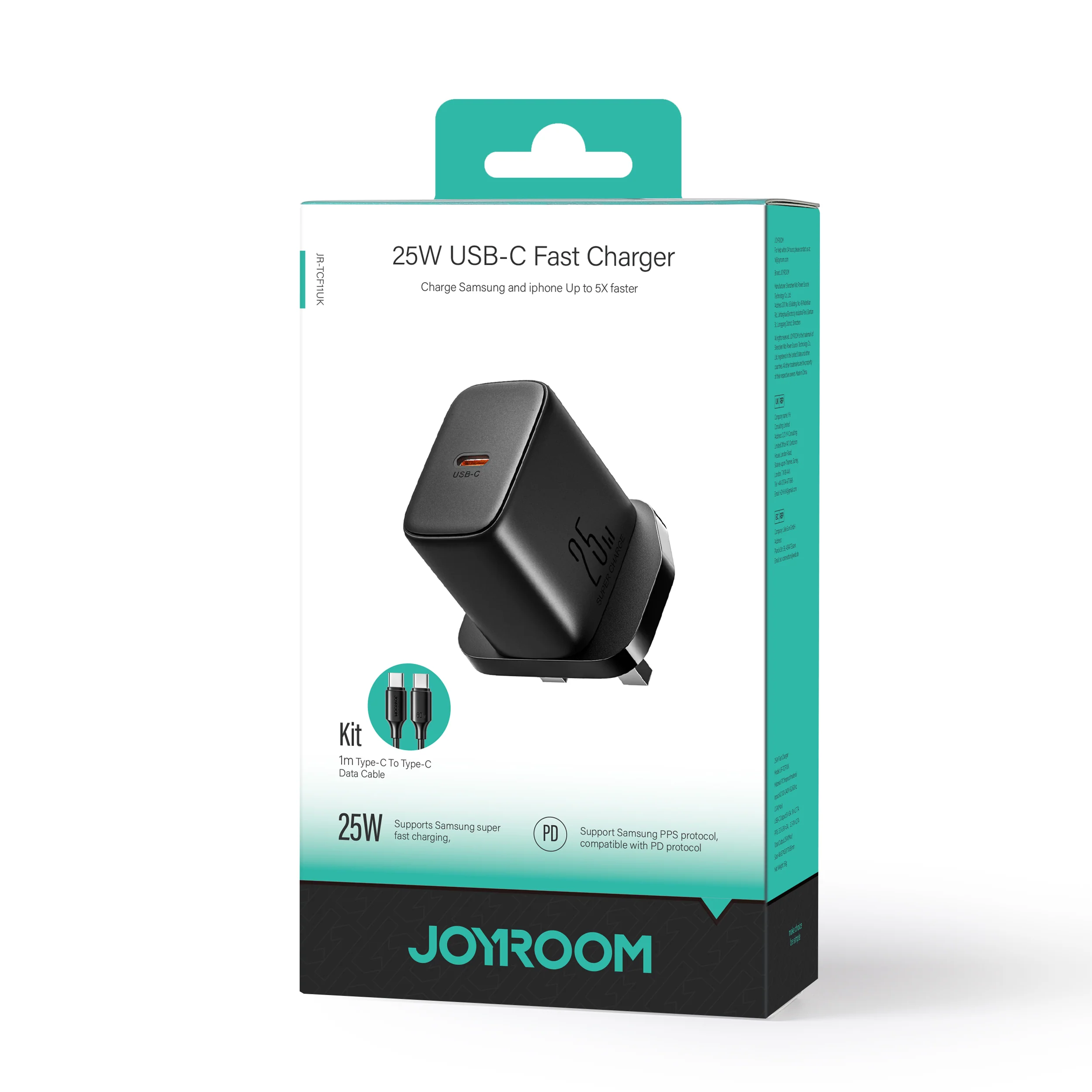TCF11 PD 25W Mini intelligent fast charger with C TO C cable  EU/UK/US - Image 9