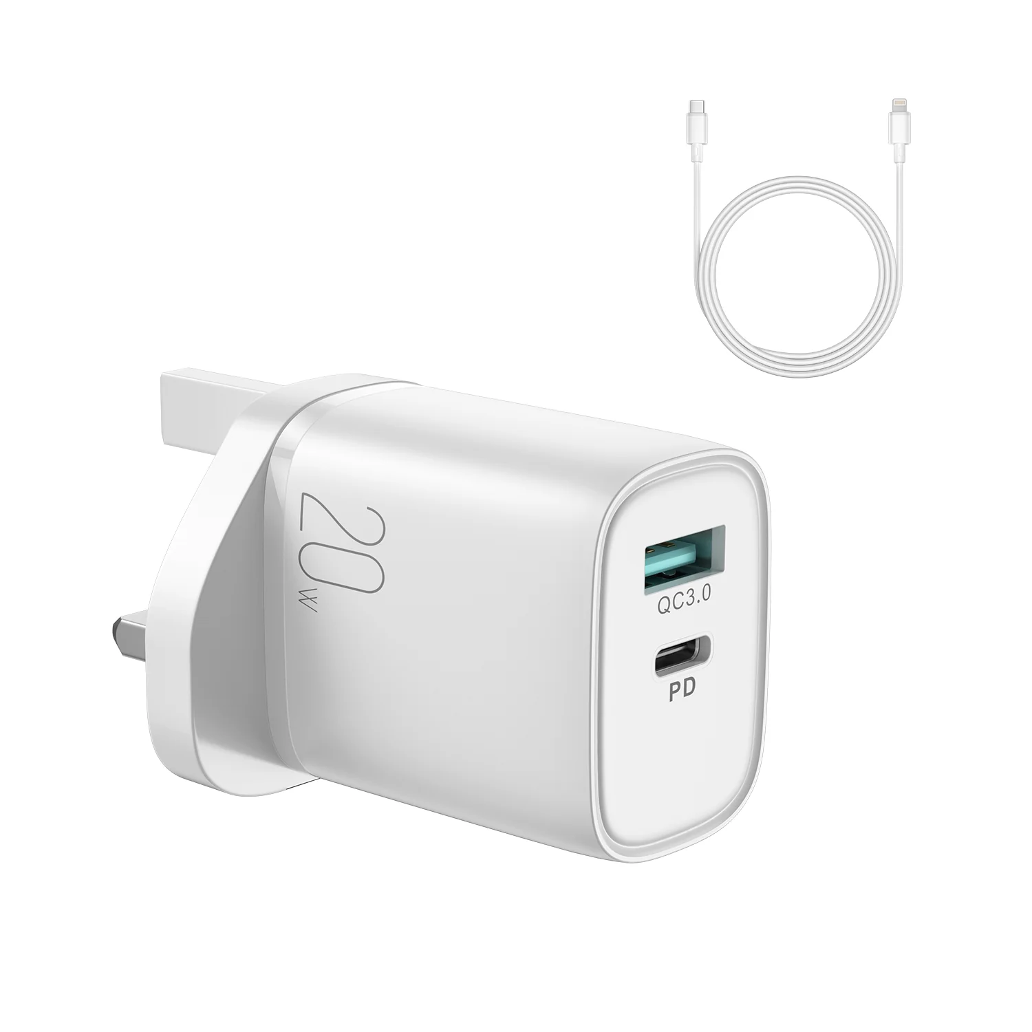 L-QP2011 PD+QC 20W Mini intelligent fast charger EU/UK with Lightning to Type c Cable - Image 3