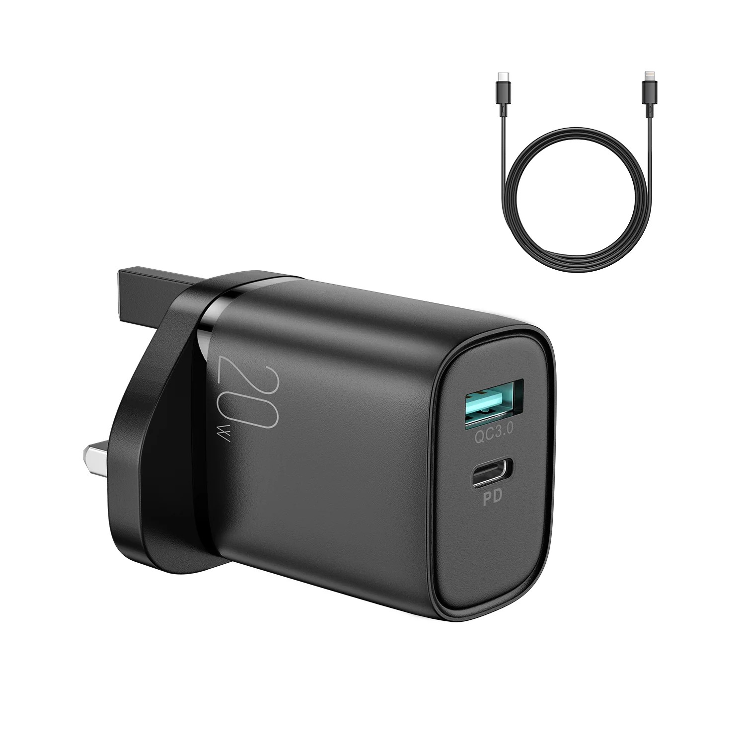 L-QP2011 PD+QC 20W Mini intelligent fast charger EU/UK with Lightning to Type c Cable - Image 4