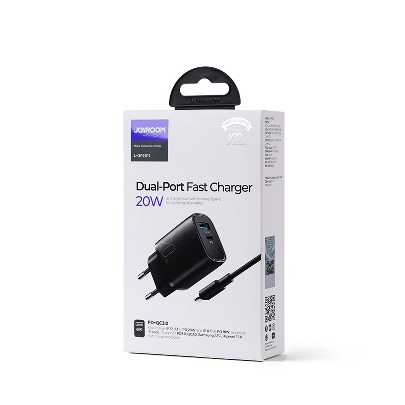 L-QP2011 PD+QC 20W Mini intelligent fast charger EU/UK with Lightning to Type c Cable - Image 5