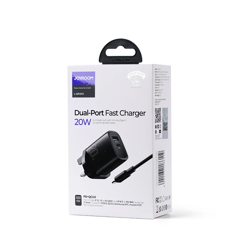 L-QP2011 PD+QC 20W Mini intelligent fast charger EU/UK with Lightning to Type c Cable - Image 6