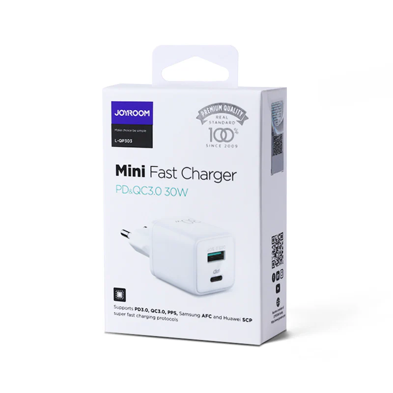 L-QP303 30W Mini intelligent dual port fast charger  (PD+QC3.0) EU/UK/CN - Image 5