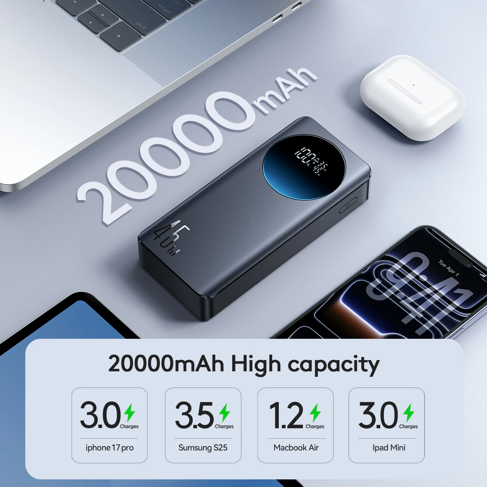 JR-PBF02 Pro 45W Power Bank 20000mAh-Black - Image 7
