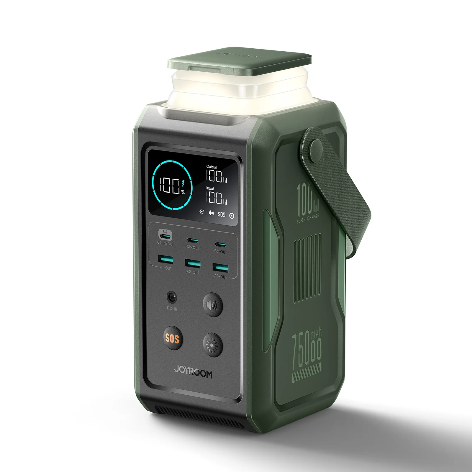JR-PBF10 PD100W with night light large capacity mobile power 75000mAh-Green