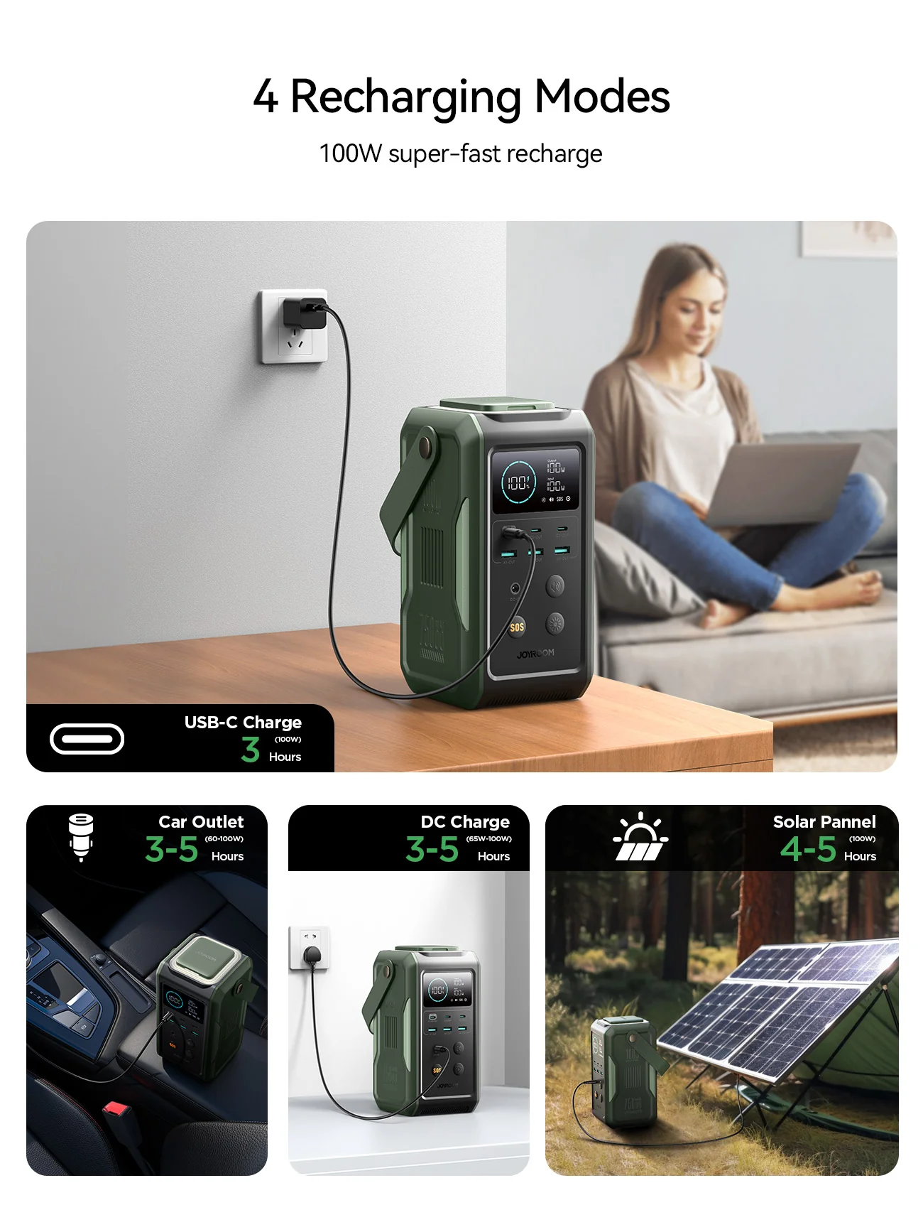 JR-PBF10 PD100W with night light large capacity mobile power 75000mAh-Green - Image 6