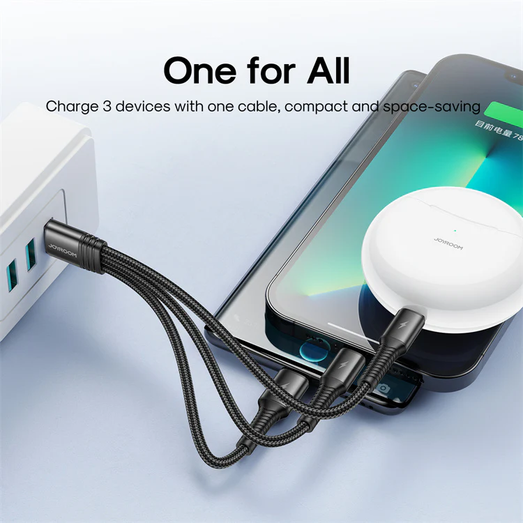 S-01530G11 3 in 1 charging cable 0.15m-Lightning++TypeC+TypeC - Image 2