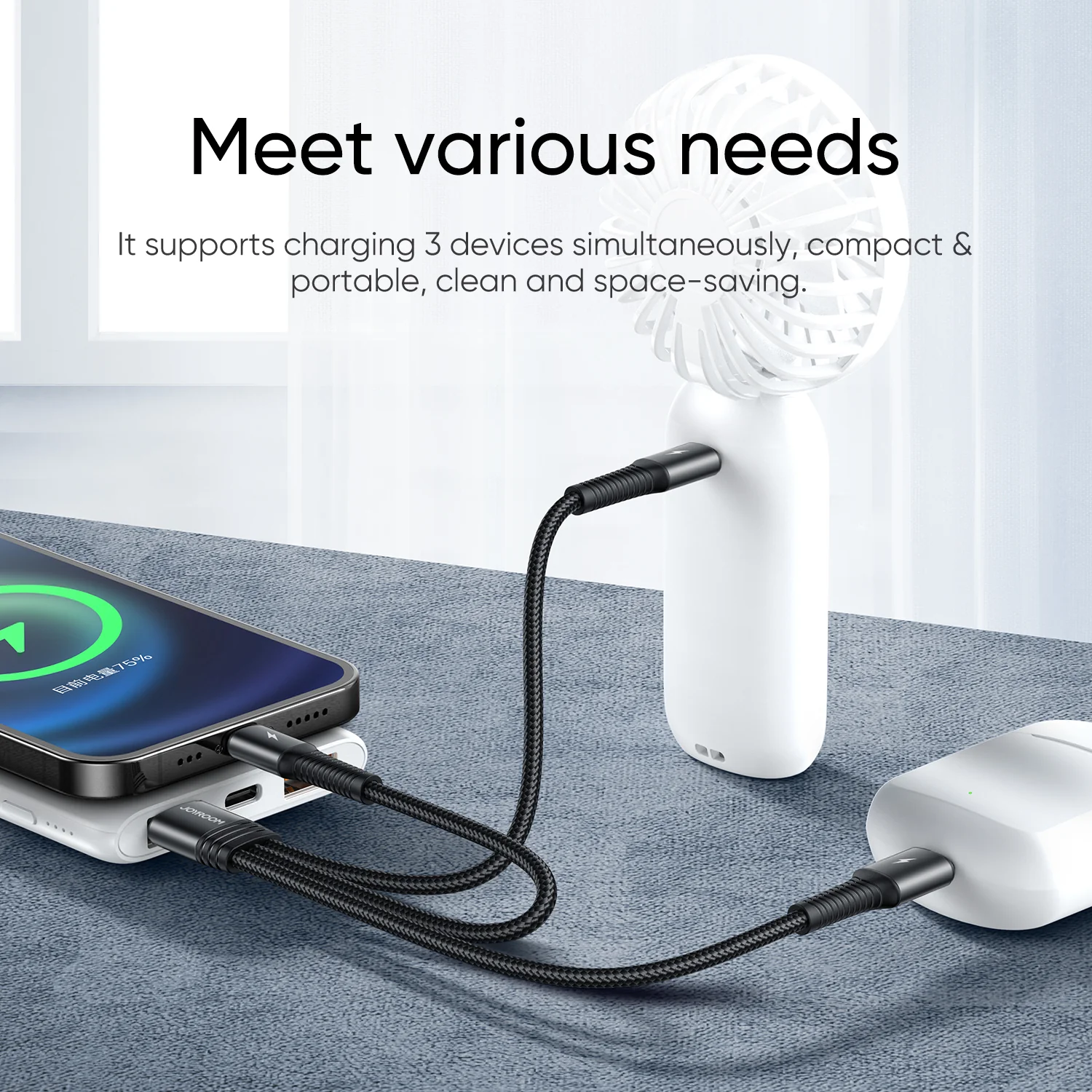 S-01530G9 3 in 1 charging cable 0.15m-micro type c lightning - Image 3