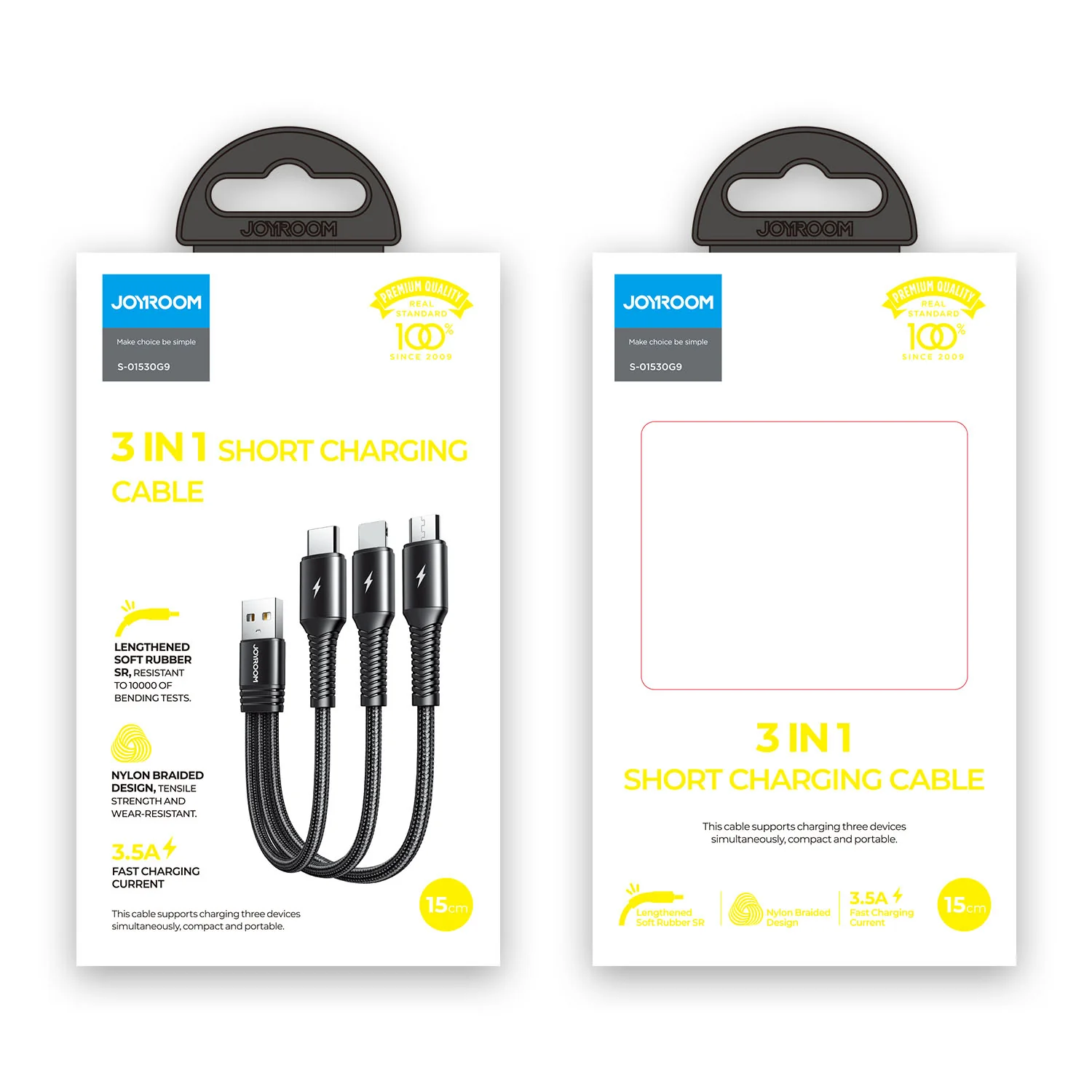 S-01530G9 3 in 1 charging cable 0.15m-micro type c lightning - Image 5