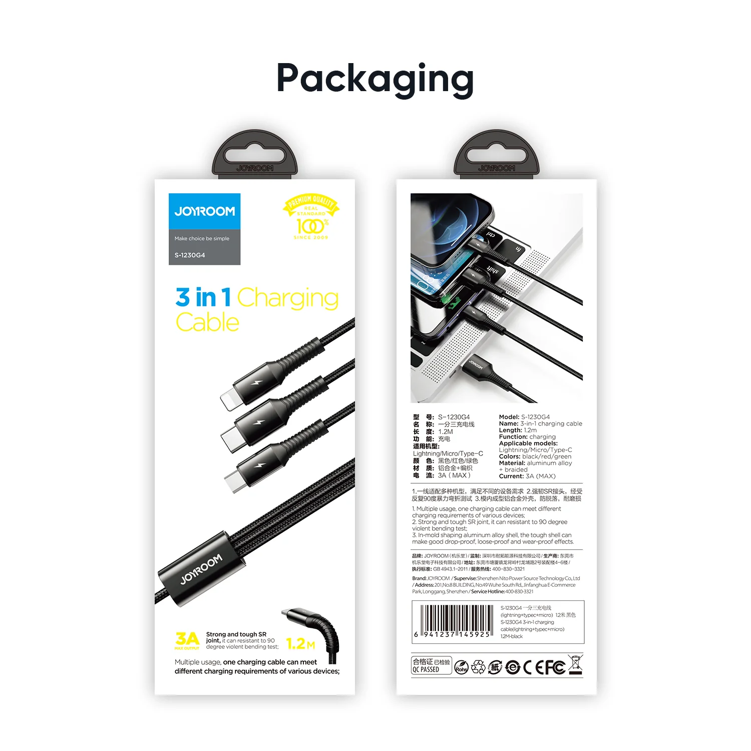 S-1230G4 3in1 charging cable 1.2M lightning+typec+ micro - Image 6