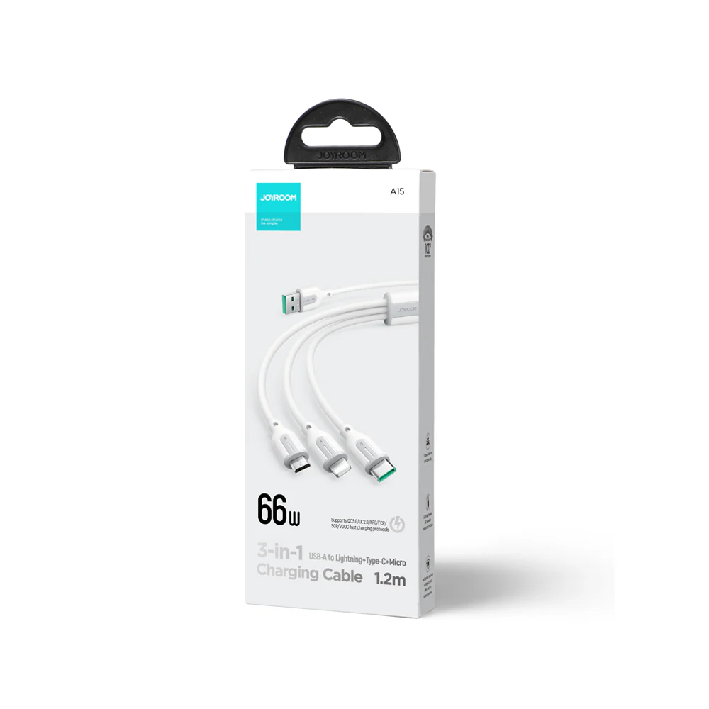 S-1T3066A15 66W Lightning+Type-C+Micro 3-in-1 Fast Charging Data Cable 1.2m - Image 4