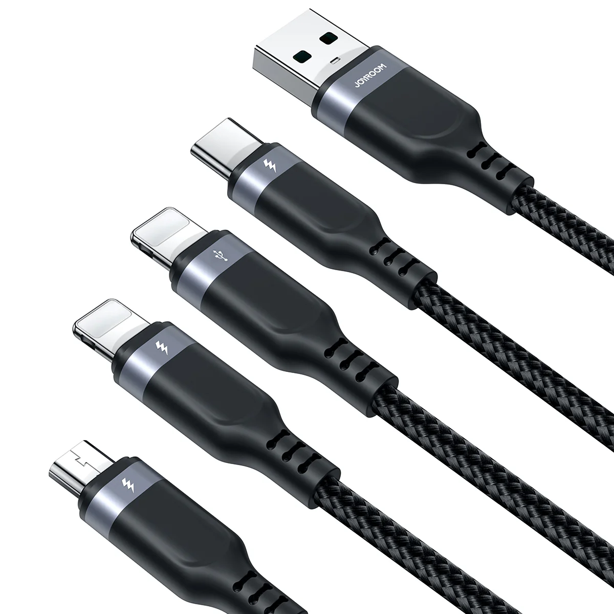 S-1T4018A18 Multi-Use 3.5A  Type-C*2+Lightning+Micro 4-in-1 Data Cable 1.2m-Black - Image 4