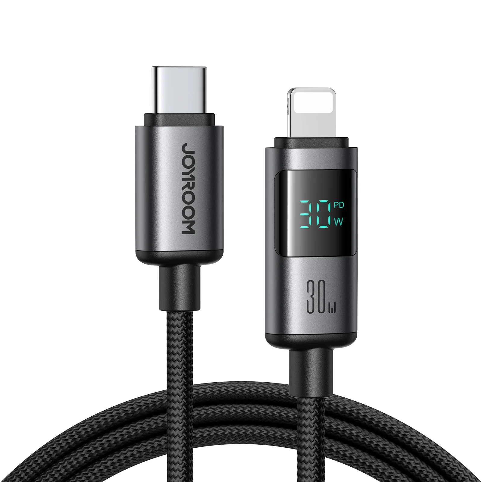 S-A16 Pro 100W/66W/30W/3A CC/CL/Type c/Lightning Digital Display Fast Charging Data Cable 1.2m-Black - Image 3