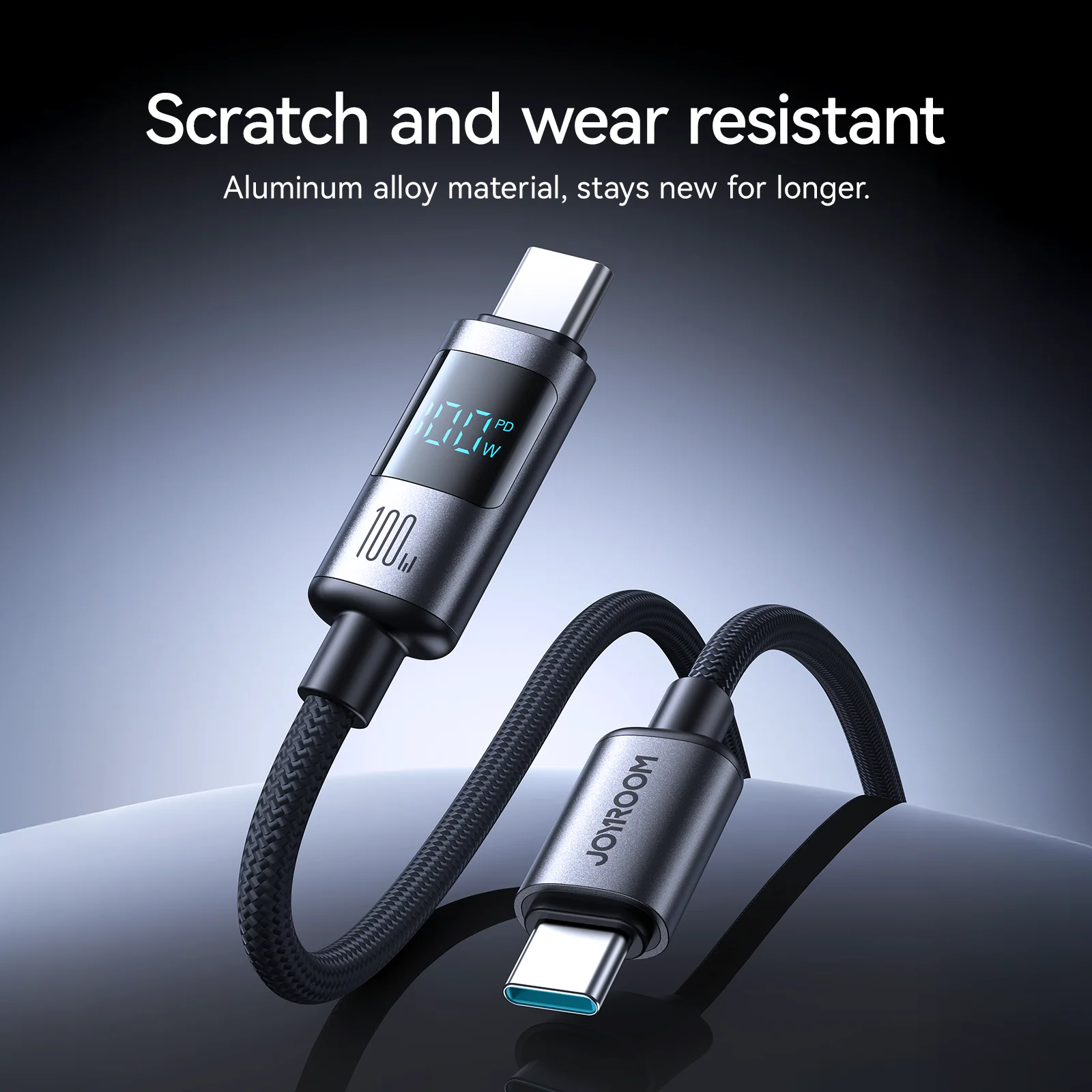 S-A16 Pro 100W/66W/30W/3A CC/CL/Type c/Lightning Digital Display Fast Charging Data Cable 1.2m-Black - Image 6