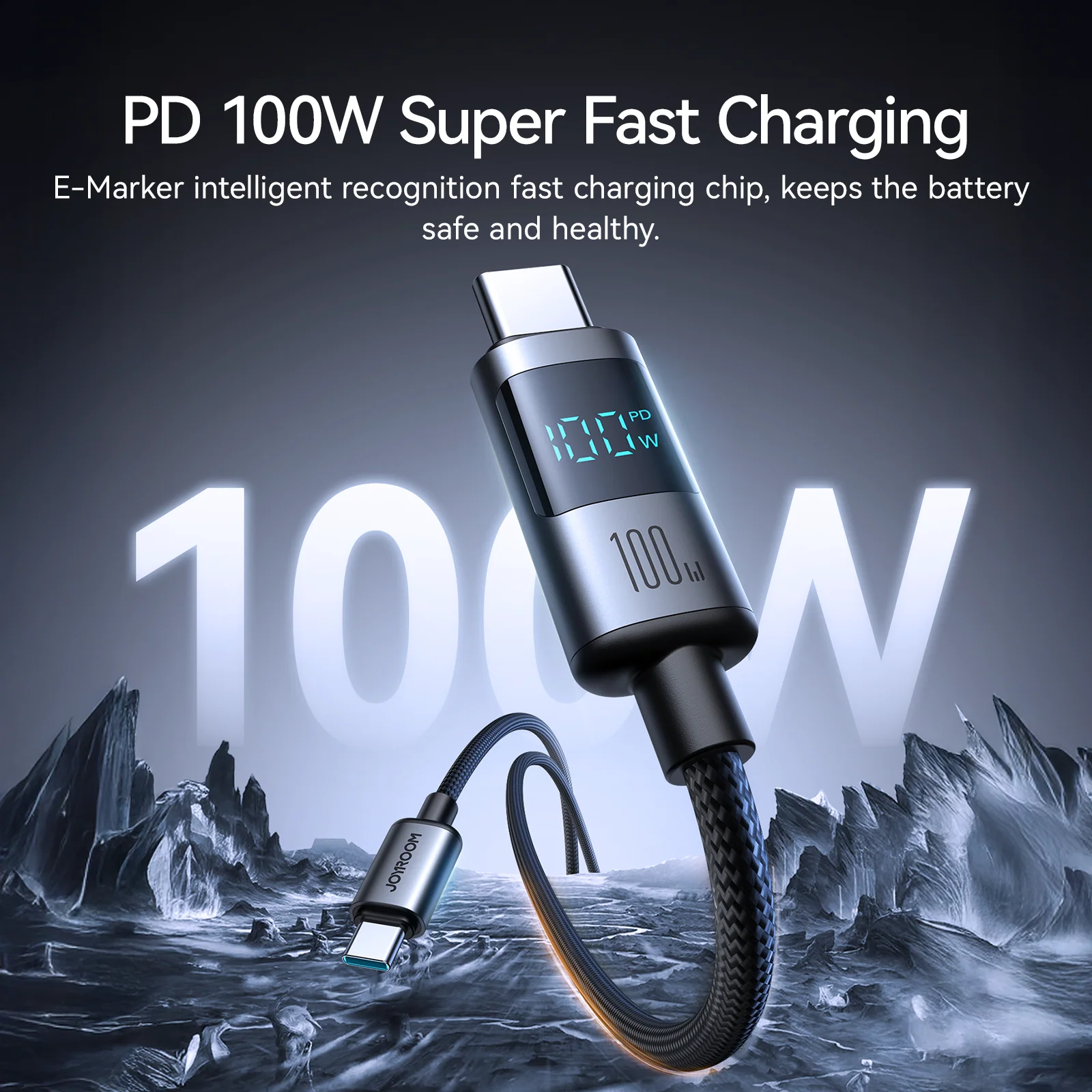 S-A16 Pro 100W/66W/30W/3A CC/CL/Type c/Lightning Digital Display Fast Charging Data Cable 1.2m-Black - Image 8