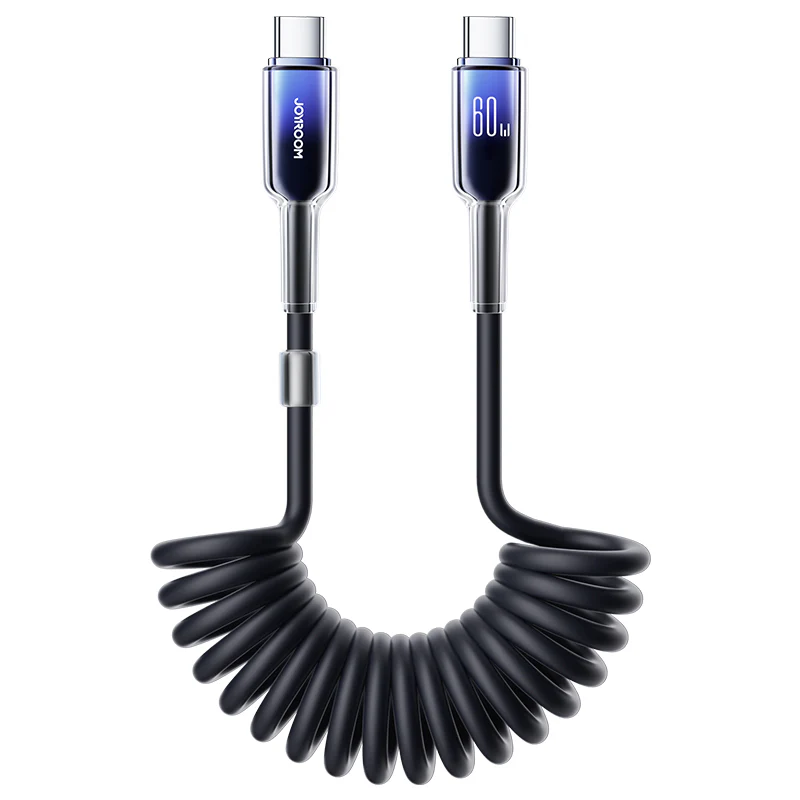 S-A43 Coiled Fast Charging Cable Type-C to Type-C 60W/Type-C to Lightning 30W/Lightning 3A/Type-C 3A Cable 1.2m black - Image 3