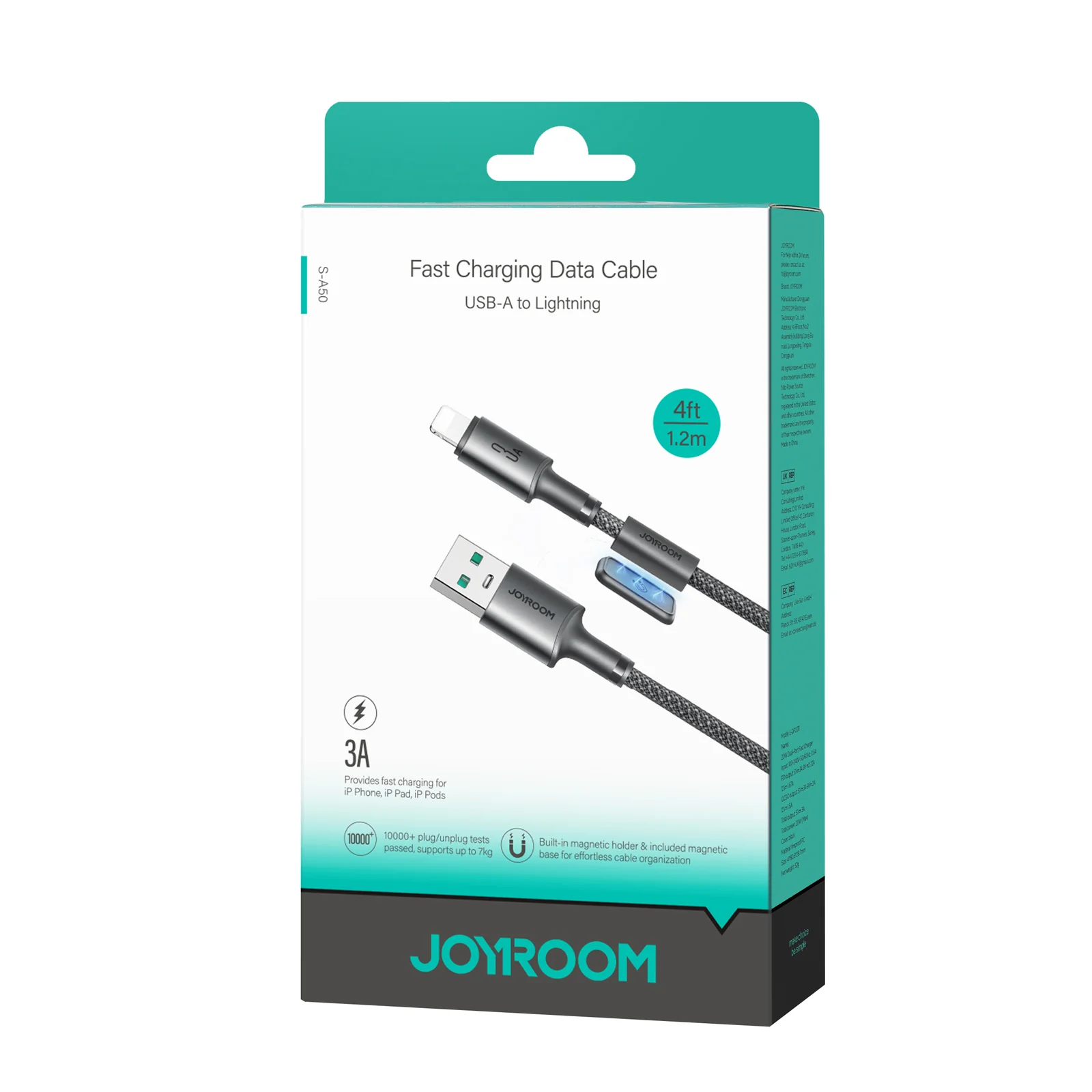 S-A50 Type-C to Type-C 60W/Type-C to Lightning 30W/Lightning 3A/Type-C 3A Cable 1.2m Gray - Image 6