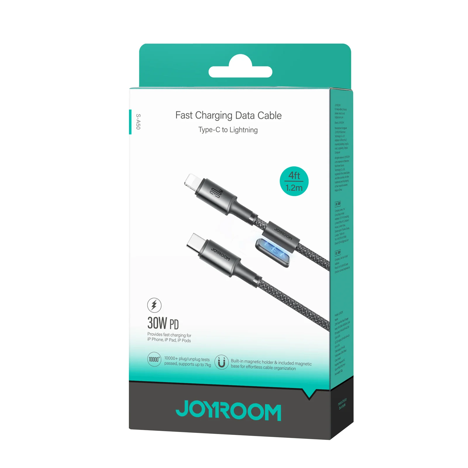 S-A50 Type-C to Type-C 60W/Type-C to Lightning 30W/Lightning 3A/Type-C 3A Cable 1.2m Gray - Image 8
