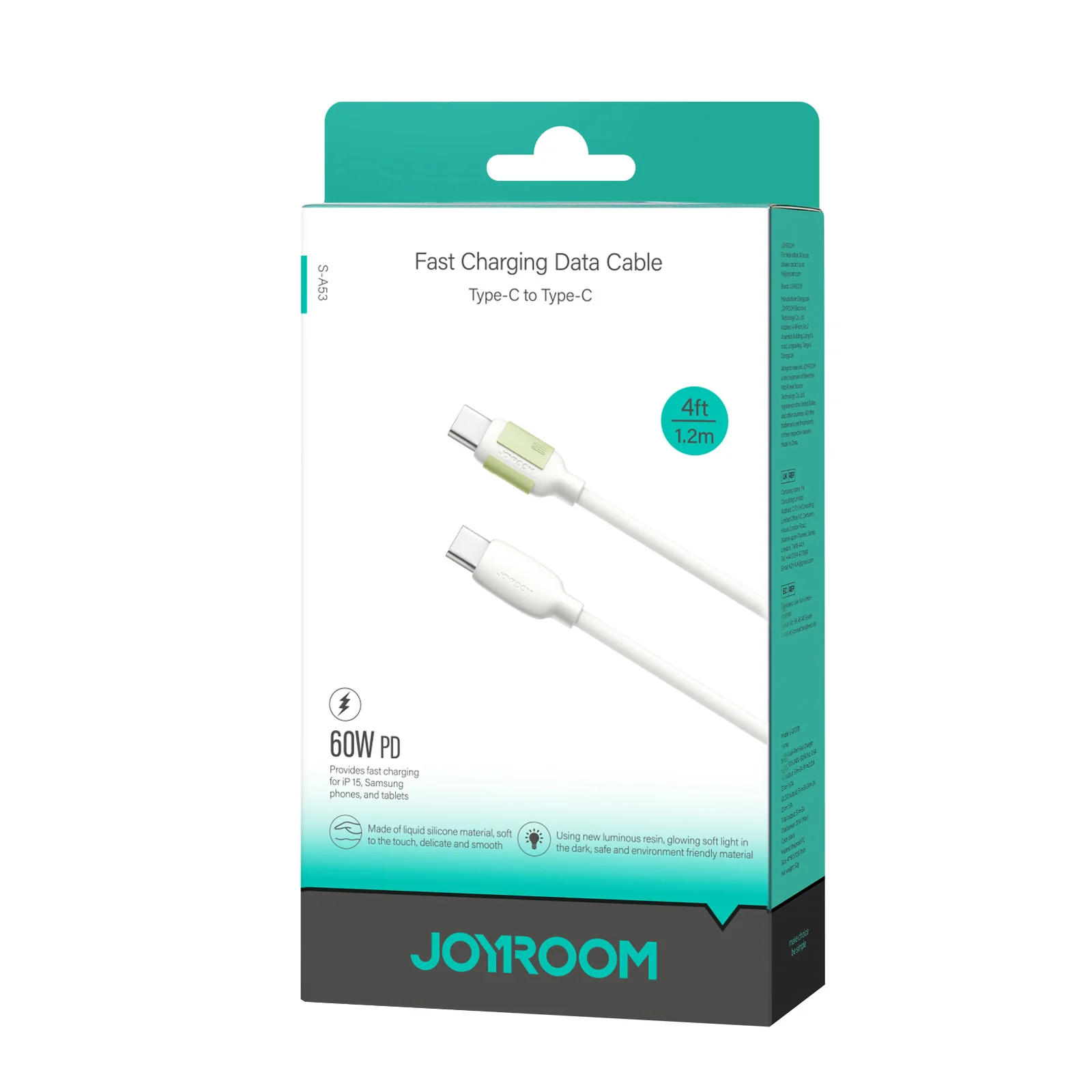 S-A53 Fluorescence series cable Type-C to Type-C 60W/Type-C to Lightning 30W/Lightning 3A/Type-C 3A Cable 1.2m/2m beige - Image 7