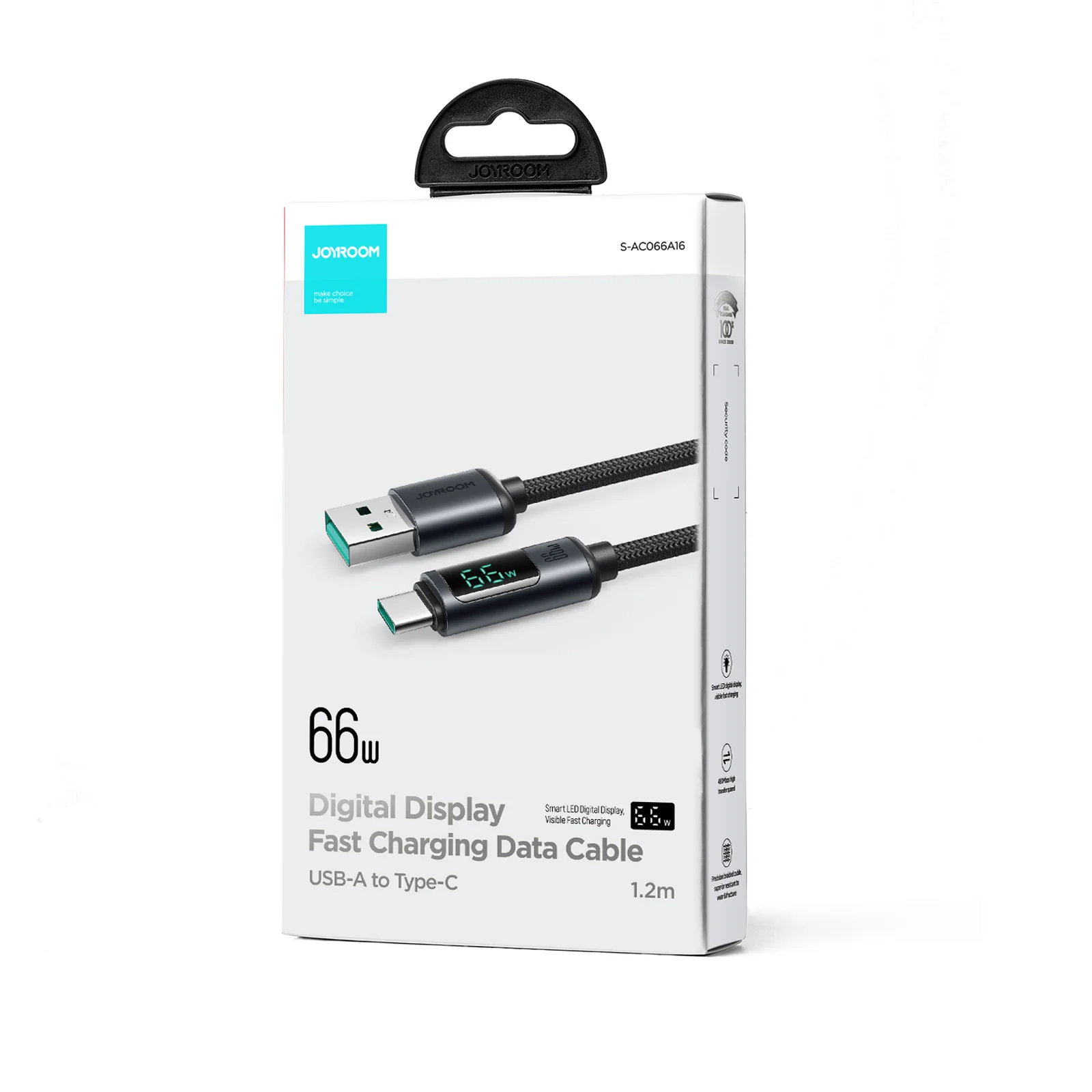 S-AC066A16/S-AL012A16 Type-C/Lightning cable 66W/2.4A Black - Image 3