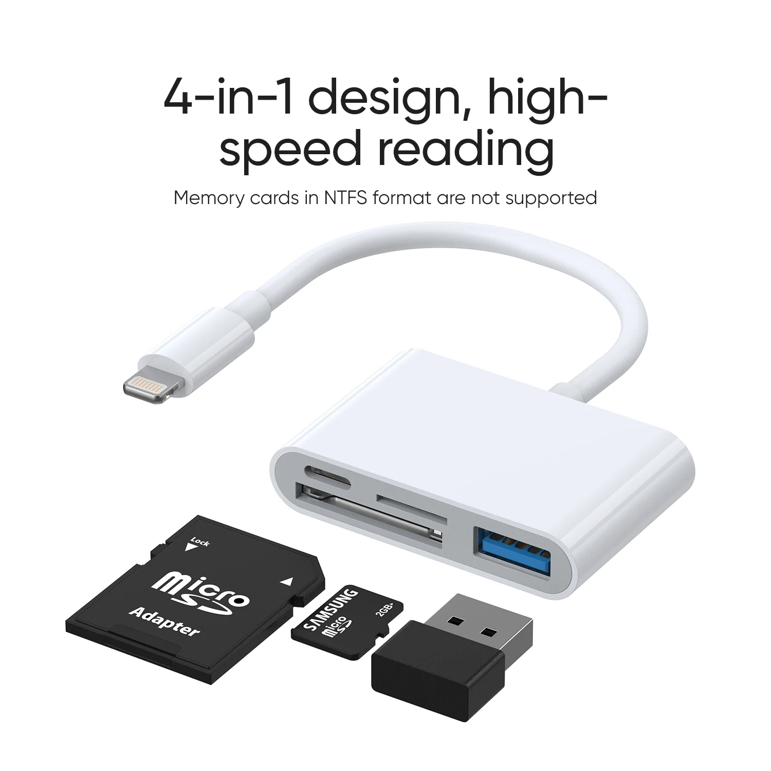 S-H142 Lightning to USB  OTG card reader 12cm