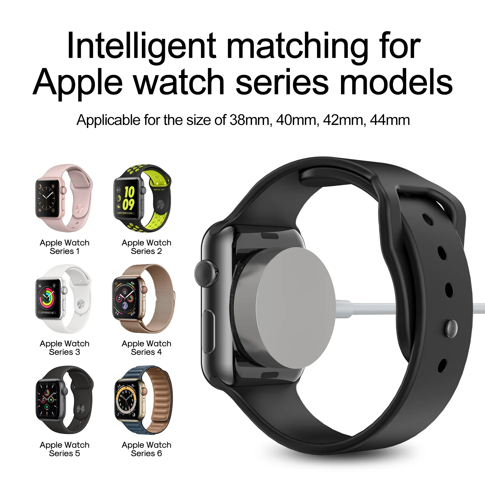 S-IW003S iP smart watch magnetic charging cable 0.3m-white - Image 3