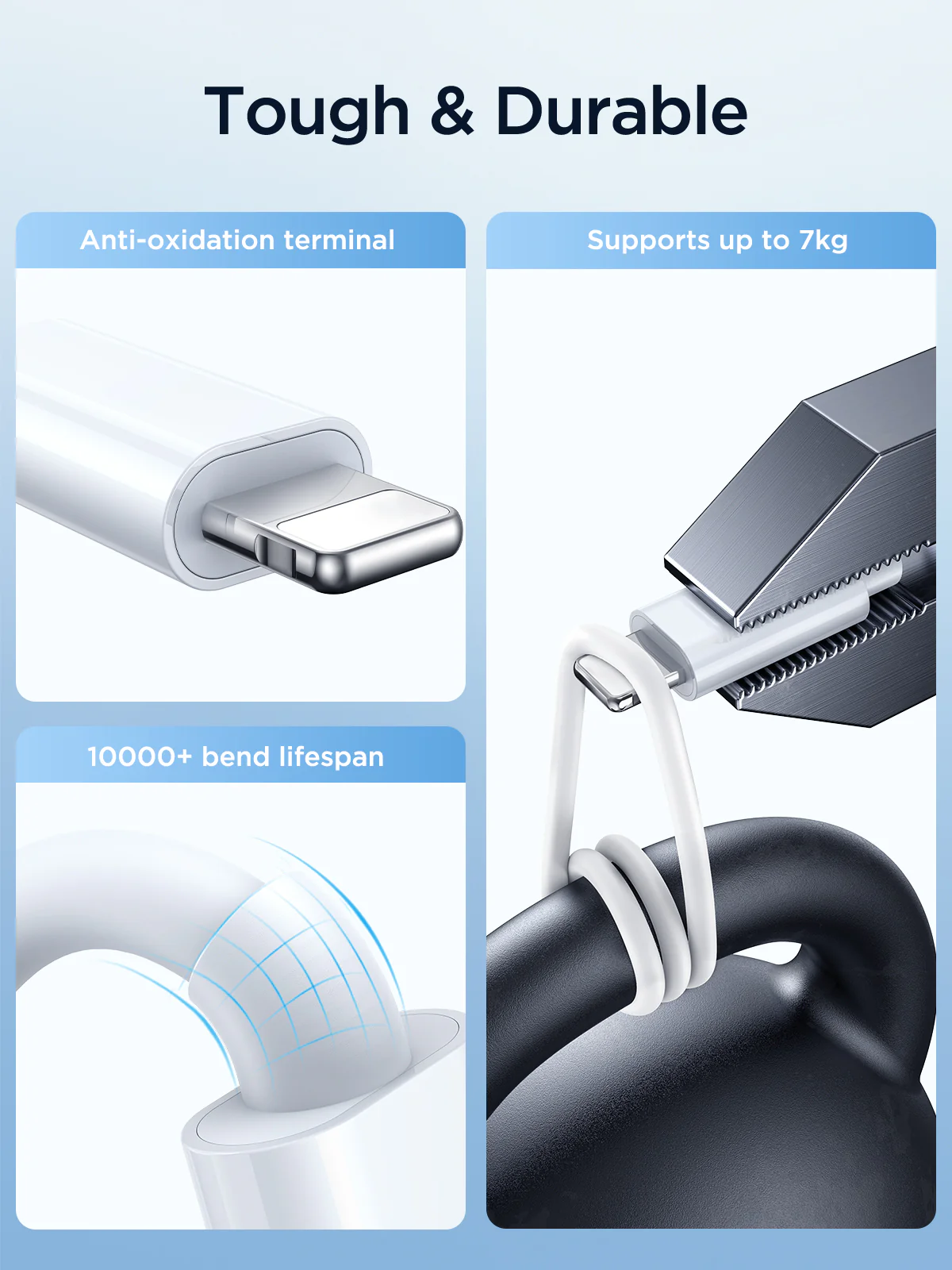S-IW007 3-in-1 iP Watch Magnetic Charger+Dual Lightning cable (USB-A) 1.2m-White - Image 9