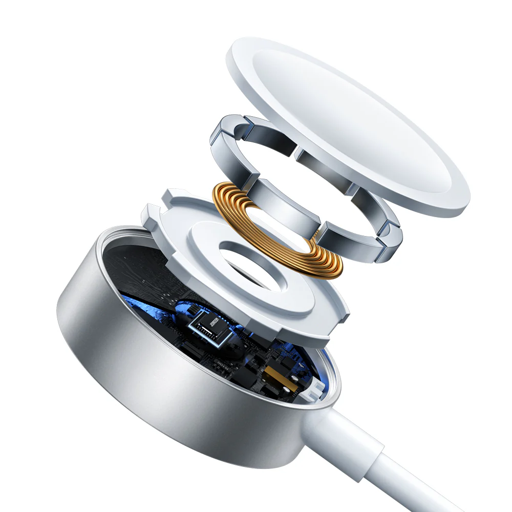 S-IW008 3-in-1 iP Watch Magnetic Charger+Lightning+Type-C cable (USB-A) 1.2m-White - Image 5