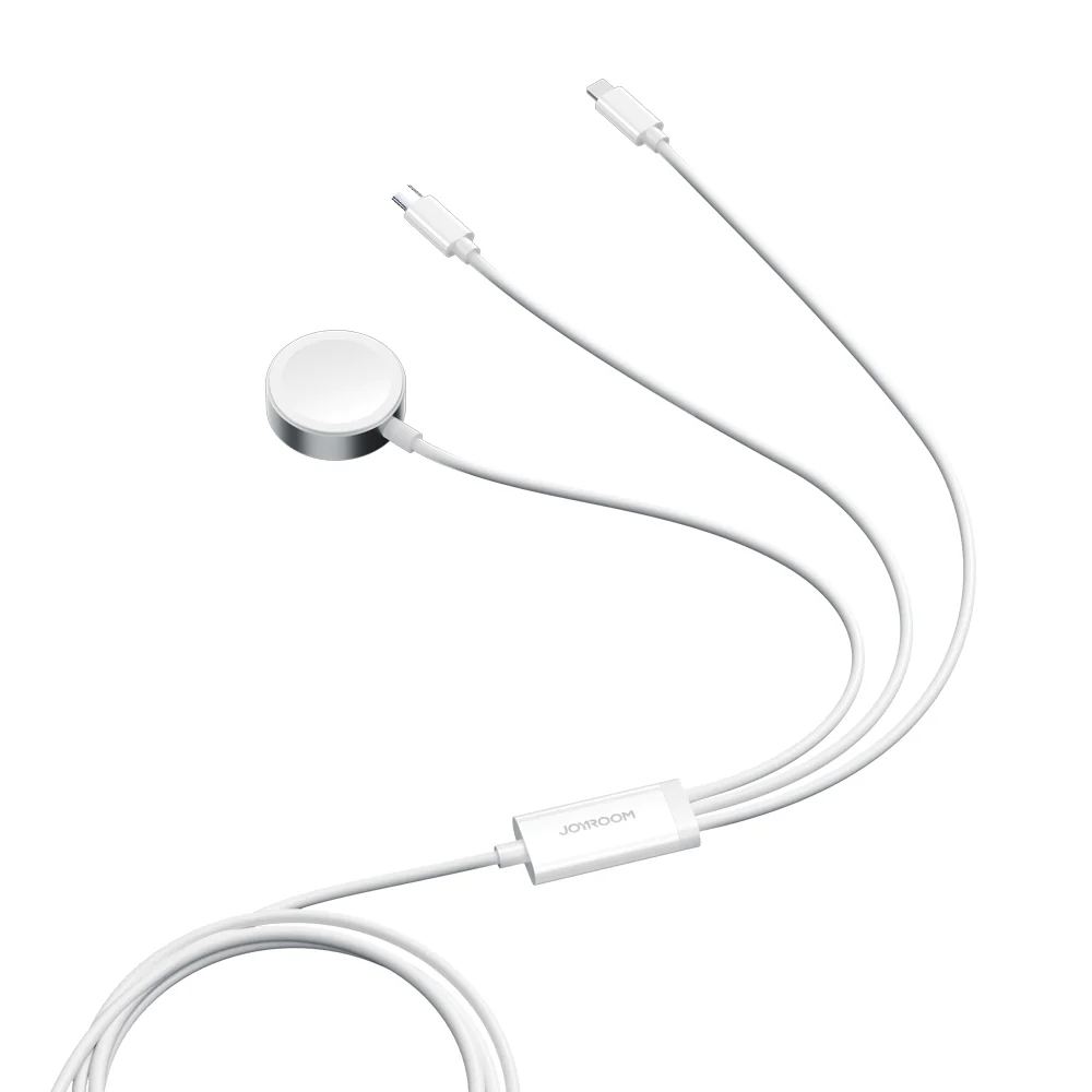 S-IW008 3-in-1 iP Watch Magnetic Charger+Lightning+Type-C cable (USB-A) 1.2m-White - Image 6