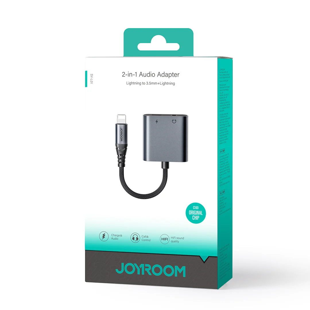 SY-L01 Audio-Transfer Series 2-in-1 Audio Adapter (Lightning to 3.5mm+Lightning)-Black (Call Version) - Image 8