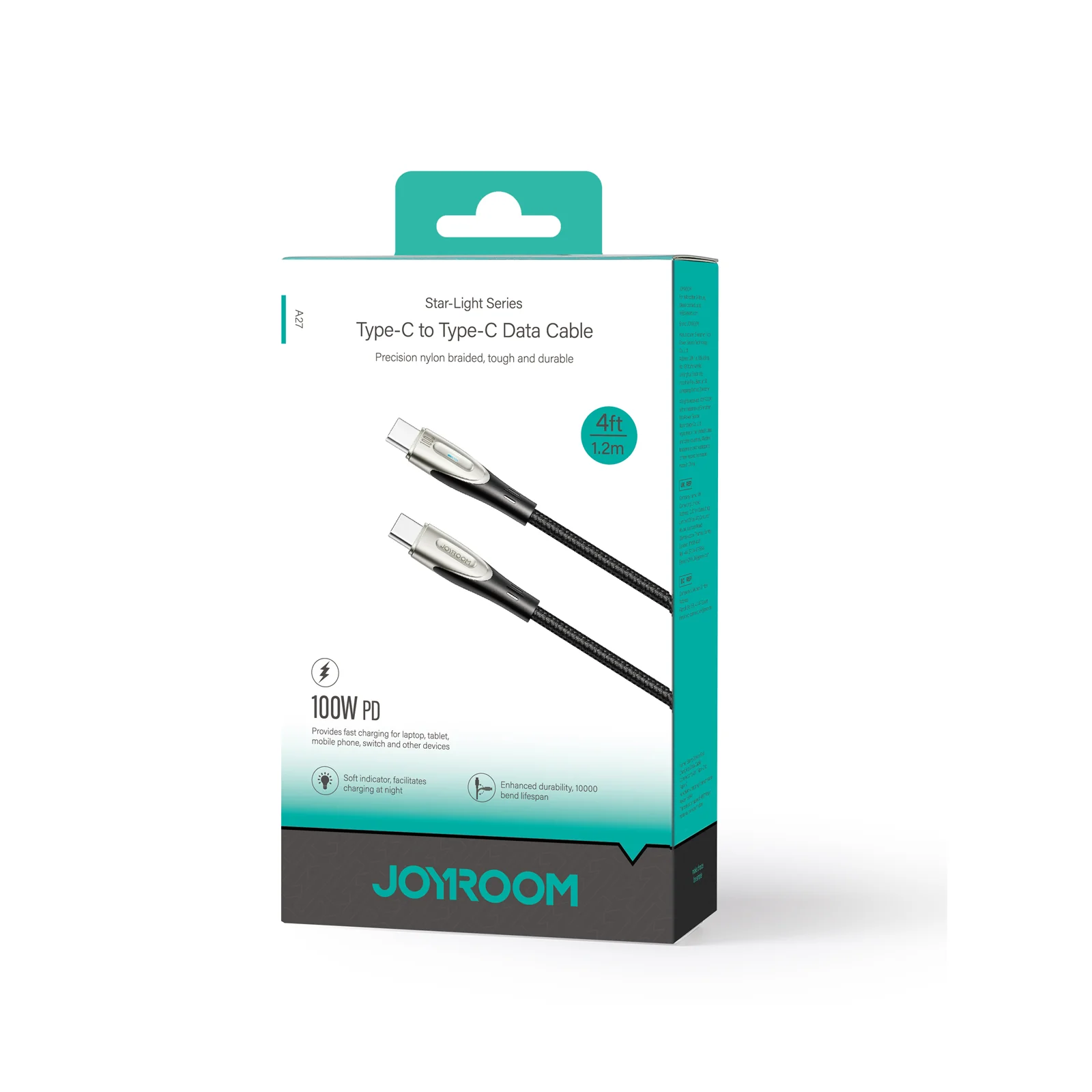 SA27-CC5/SA27-CL3 100W/30W Data Cable (Type-C to Type-C/Type-C to Lightning) 1.2m/2M/3M-Black - Image 3