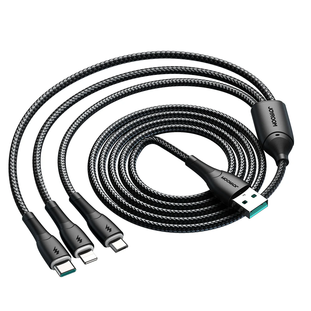 SA33-1T3 3.5A 3-in-1 Data Cable (Lightning+Type-C+Micro) 1.2m-Black/white - Image 2
