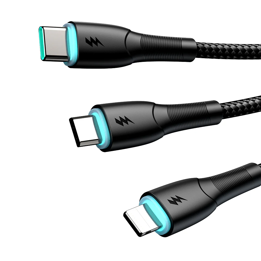 SA33-1T3 3.5A 3-in-1 Data Cable (Lightning+Type-C+Micro) 1.2m-Black/white - Image 6