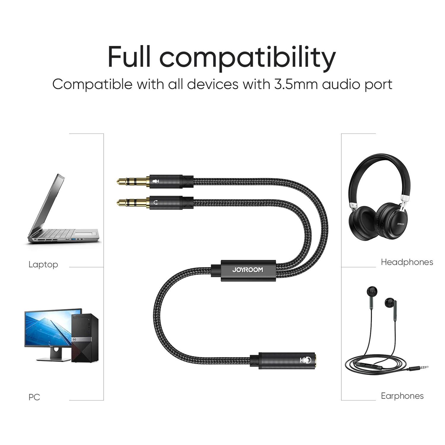 SY-A05 Headphone female to 2-male Y-splitter audio cable 0.2m-black - Image 3
