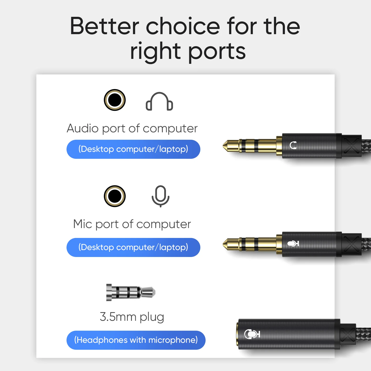 SY-A05 Headphone female to 2-male Y-splitter audio cable 0.2m-black - Image 4