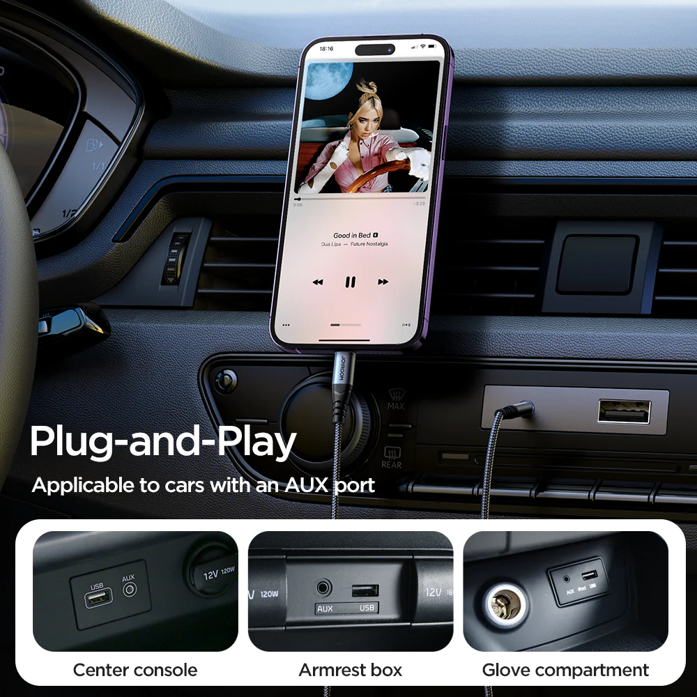 SY-A06 Audio-Transfer Series AUX Audio Cable (Lightning to 3.5mm) 1.2m-Black - Image 2