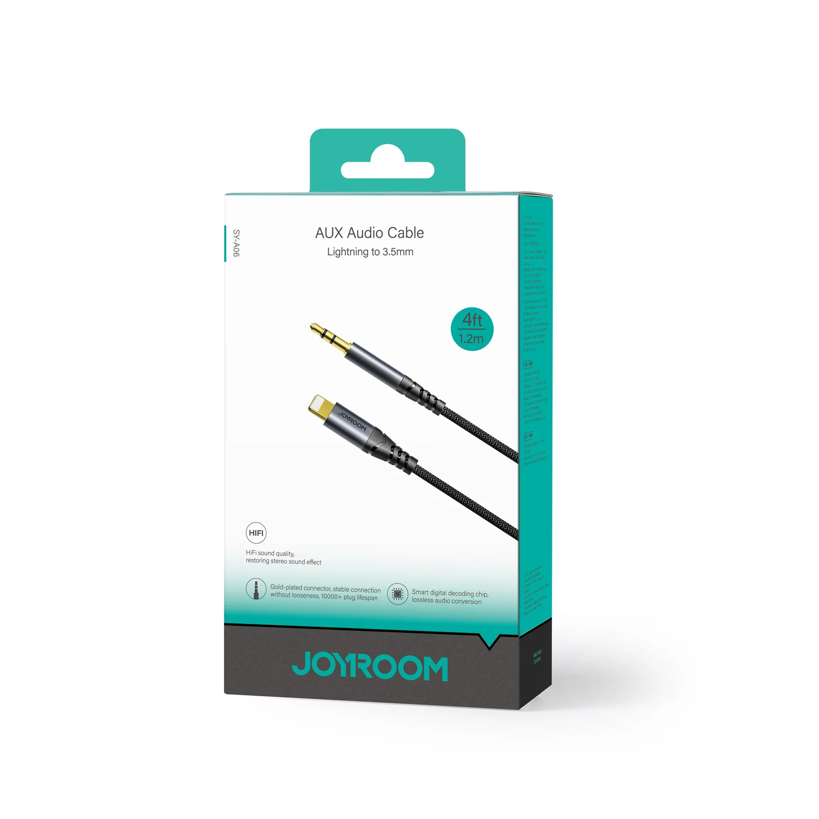 SY-A06 Audio-Transfer Series AUX Audio Cable (Lightning to 3.5mm) 1.2m-Black - Image 8