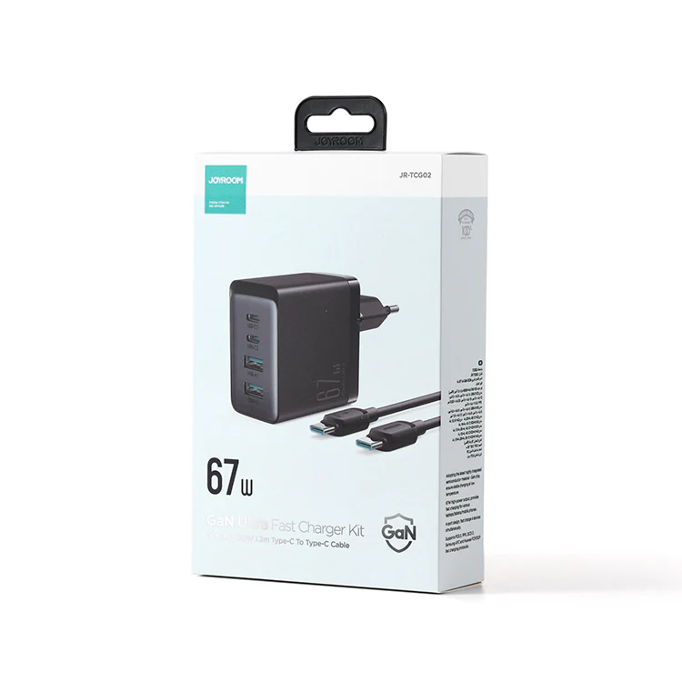 TCG02 GaN Ultra 67W 2C2A Fast Charger+100W C to C Cable 1.2m-UK/EU - Image 3