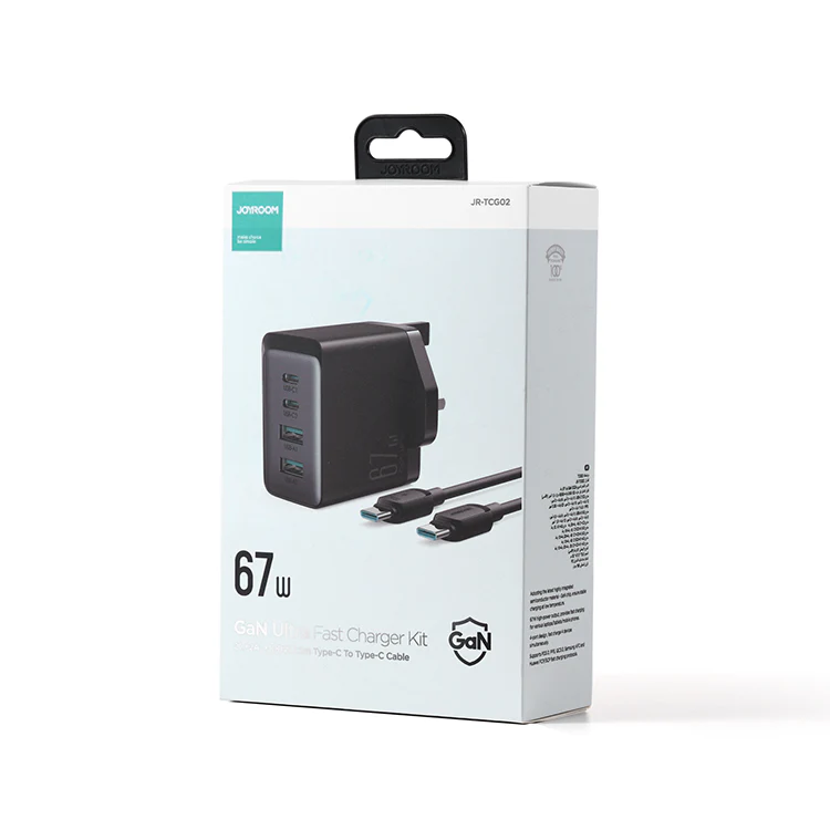 TCG02 GaN Ultra 67W 2C2A Fast Charger+100W C to C Cable 1.2m-UK/EU - Image 4
